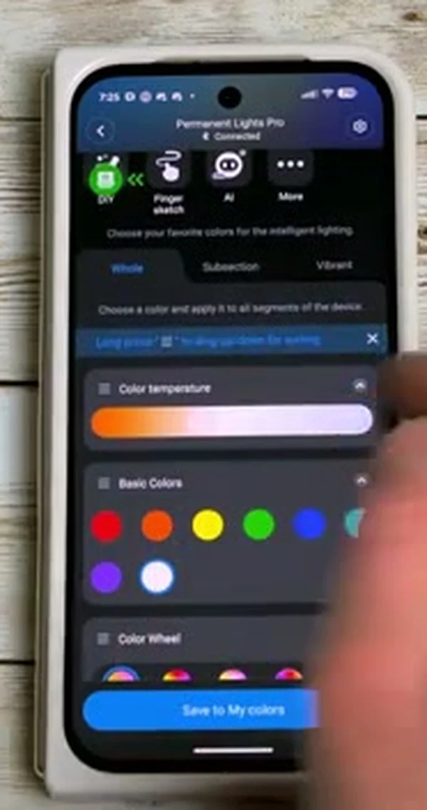 Govee app color wheel and color temperature controls
