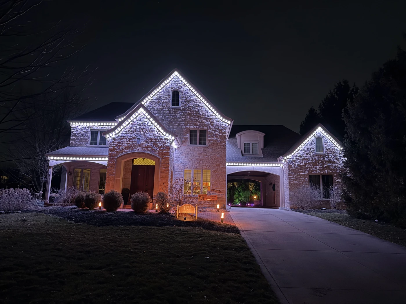 Columbus stone house warm white lights