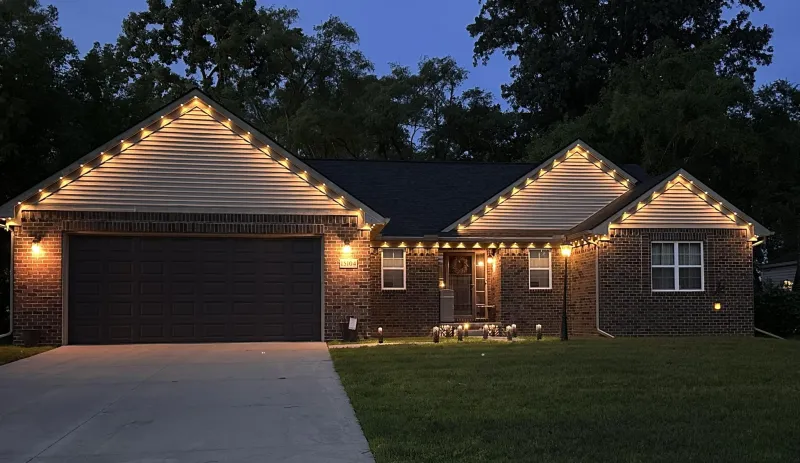 Colorful Govee permanent outdoor light display with multiple RGBIC color zones