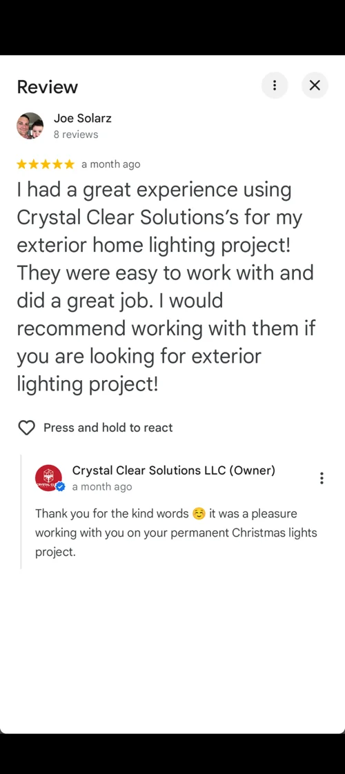 5-star Google review from Joe Solarz